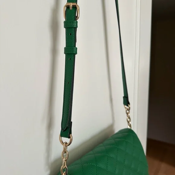 Dune Green Quilted Leather Shoulder Bag - Picture 4 of 8